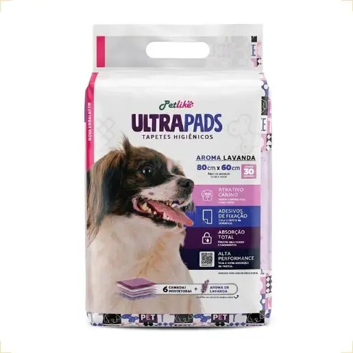 Tapete Higiênico Premium para cães Petlike Ultrapads Aroma Lavanda 80cmx60cm 30 unid. 1 Tapete higiênico ultrapads